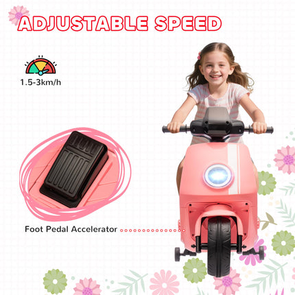 6V Ride on Motorbike, Kids Electric Motorbike w/ Headlights, Music, Training Whe