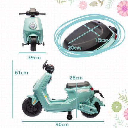 6V Ride on Motorbike, Kids Electric Motorbike w/ Headlights, Music, Training Whe