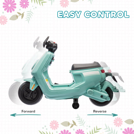 6V Ride on Motorbike, Kids Electric Motorbike w/ Headlights, Music, Training Whe