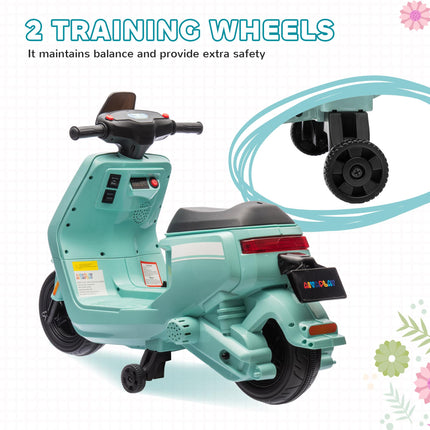 6V Ride on Motorbike, Kids Electric Motorbike w/ Headlights, Music, Training Whe