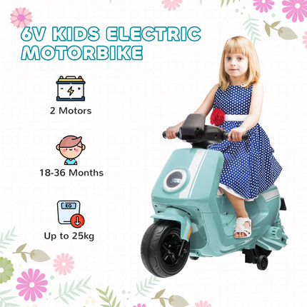 6V Ride on Motorbike, Kids Electric Motorbike w/ Headlights, Music, Training Whe