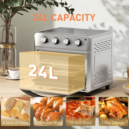 24L Air Fryer Oven, Mini Oven, Oil Free Cooking, Grill, Roast, Bake, with Adjust