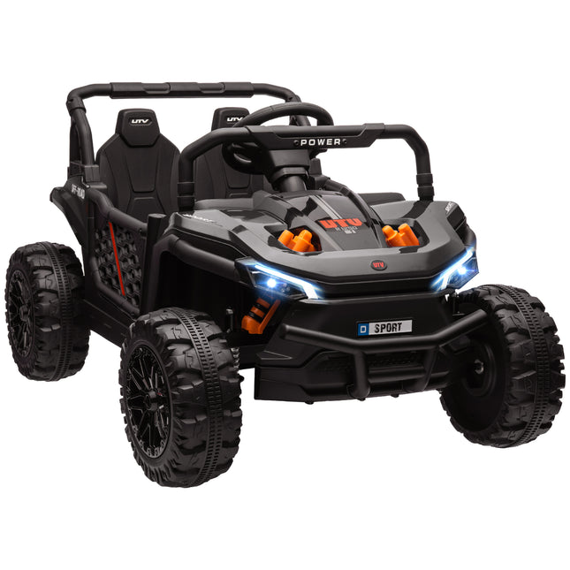 12V Ride On Truck with Remote, 4 Suspension Wheels, Horn, Lights, Music, USB for Ages 3-5 - Black