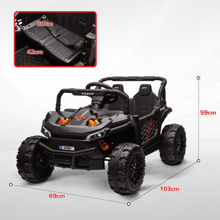 12V Ride On Truck with Remote, 4 Suspension Wheels, Horn, Lights, Music, USB for Ages 3-5 - Black