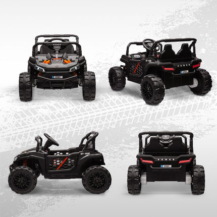 12V Ride On Truck with Remote, 4 Suspension Wheels, Horn, Lights, Music, USB for Ages 3-5 - Black