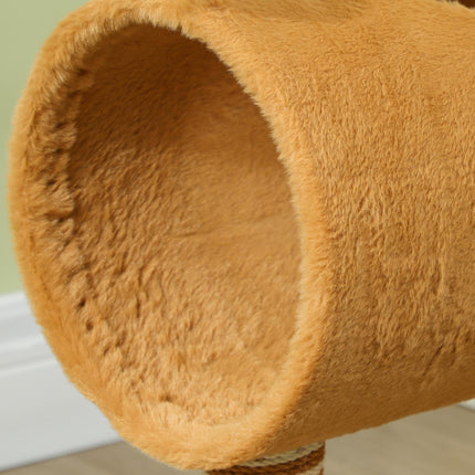 98cm Deer Themed Cat Tree with Scratching Posts, Tunnel & Toy Ball - Brown