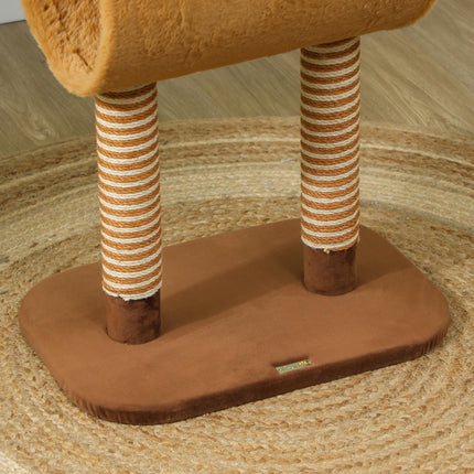 98cm Deer Themed Cat Tree with Scratching Posts, Tunnel & Toy Ball - Brown