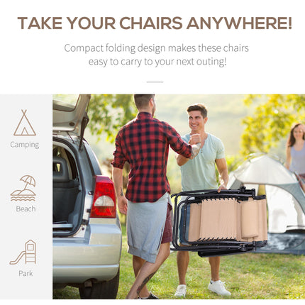 2 Piece Foldable Reclining Zero Gravity Garden Chair Set with Headrest, Footrest, Armrest, Cup Holder & Canopy - Beige