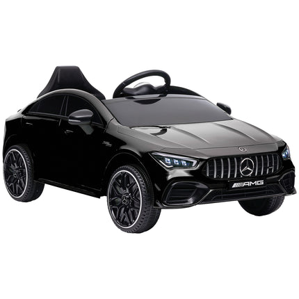 Mercedes-Benz AMG CLA 45 Licensed 12V Kids Electric Ride-On Car with Remote, Suspension, Lights, Music, Horn - Black