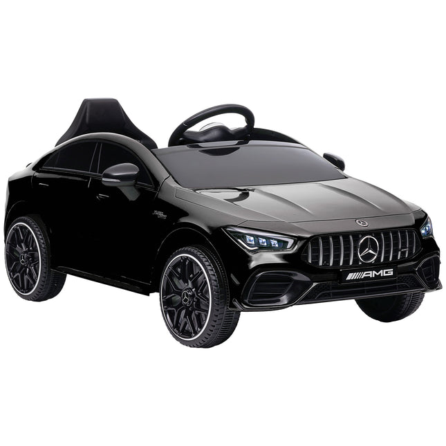 Mercedes-Benz AMG CLA 45 Licensed 12V Kids Electric Ride-On Car with Remote, Suspension, Lights, Music, Horn - Black