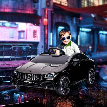 Mercedes-Benz AMG CLA 45 Licensed 12V Kids Electric Ride-On Car with Remote, Suspension, Lights, Music, Horn - Black