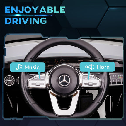 Mercedes-Benz AMG CLA 45 Licensed 12V Kids Electric Ride-On Car with Remote, Suspension, Lights, Music, Horn - Black