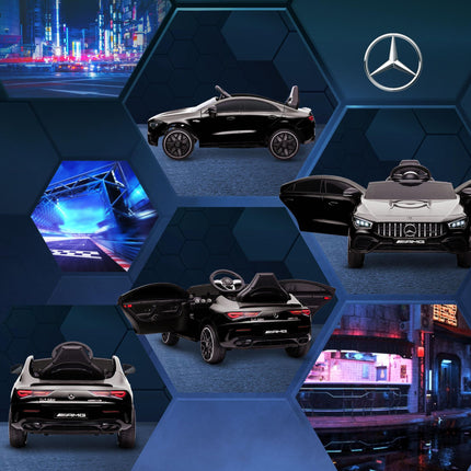 Mercedes-Benz AMG CLA 45 Licensed 12V Kids Electric Ride-On Car with Remote, Suspension, Lights, Music, Horn - Black