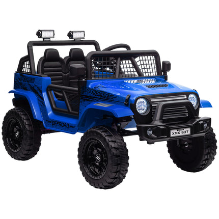 12V Kids Electric Ride-On Truck with Remote, Suspension, Music & Lights - Blue