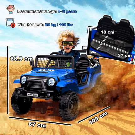 12V Kids Electric Ride-On Truck with Remote, Suspension, Music & Lights - Blue