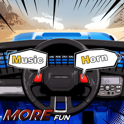 12V Kids Electric Ride-On Truck with Remote, Suspension, Music & Lights - Blue