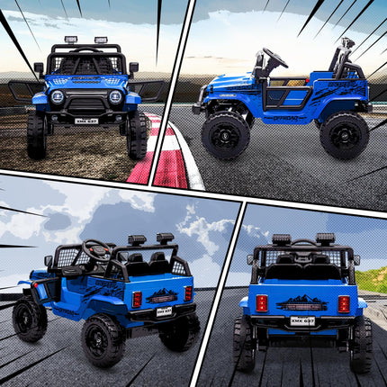 12V Kids Electric Ride-On Truck with Remote, Suspension, Music & Lights - Blue