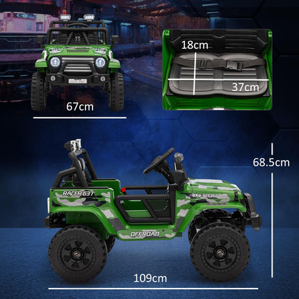 12V Kids Electric Ride-On Truck with Remote, Music, Horn & Lights - Green