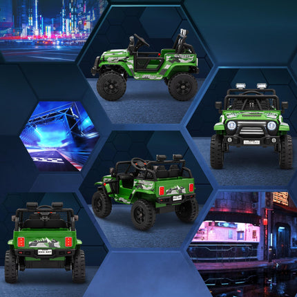 12V Kids Electric Ride-On Truck with Remote, Music, Horn & Lights - Green