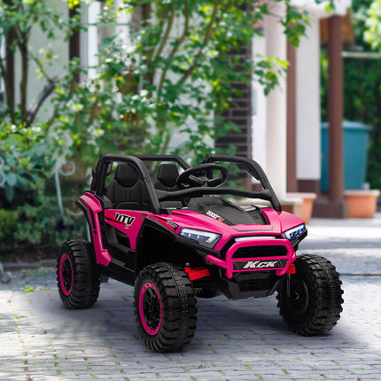 24V 7AH 2 Seater Ride On Truck with Remote, Suspension & 3 Speeds - Pink