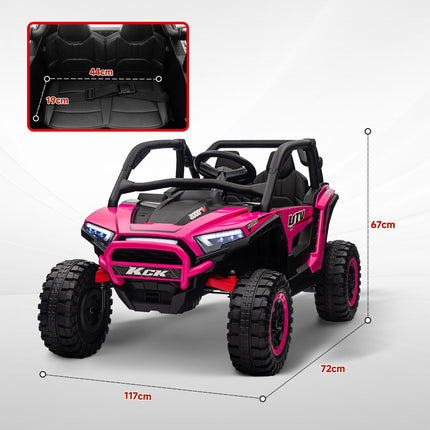 24V 7AH 2 Seater Ride On Truck with Remote, Suspension & 3 Speeds - Pink