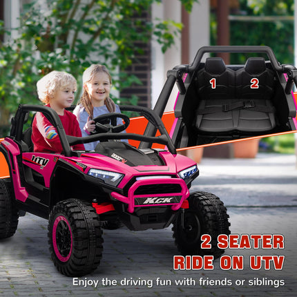 24V 7AH 2 Seater Ride On Truck with Remote, Suspension & 3 Speeds - Pink