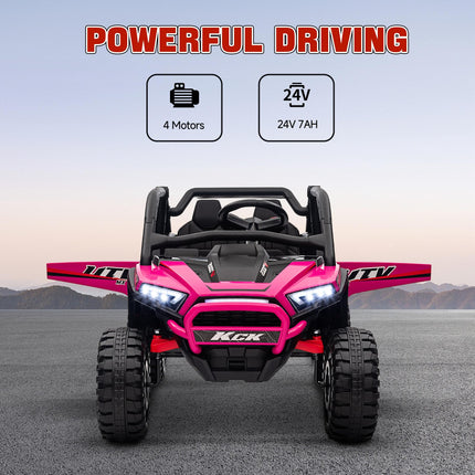 24V 7AH 2 Seater Ride On Truck with Remote, Suspension & 3 Speeds - Pink