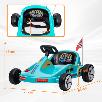 6V Electric Kids Go Kart with Music, Lights & Horn for Ages 3-5 - Blue