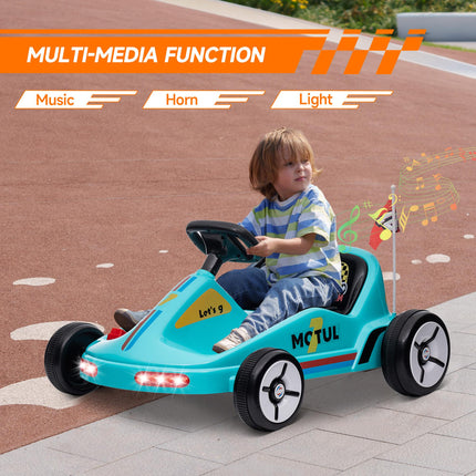 6V Electric Kids Go Kart with Music, Lights & Horn for Ages 3-5 - Blue