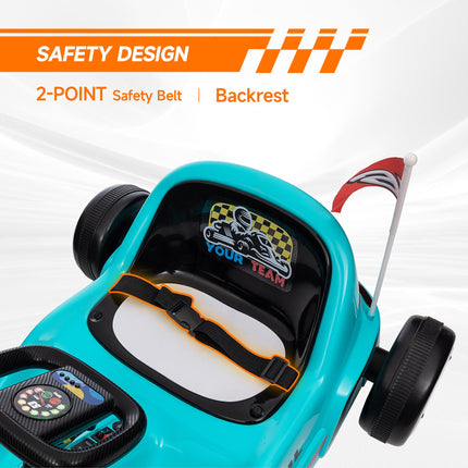 6V Electric Kids Go Kart with Music, Lights & Horn for Ages 3-5 - Blue
