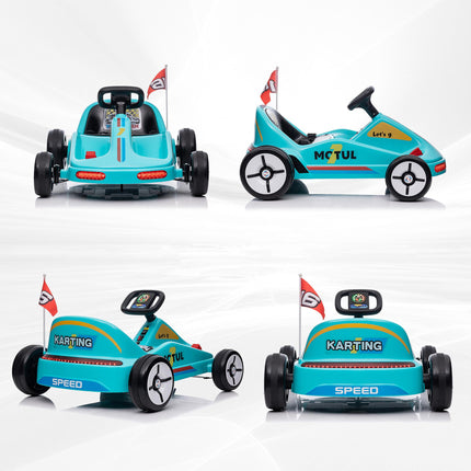 6V Electric Kids Go Kart with Music, Lights & Horn for Ages 3-5 - Blue