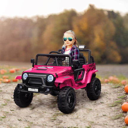 12V Kids Electric Ride-On Truck with Remote, Music, Horn & Lights - Pink