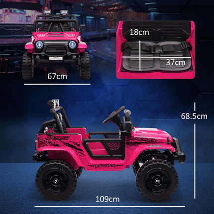 12V Kids Electric Ride-On Truck with Remote, Music, Horn & Lights - Pink