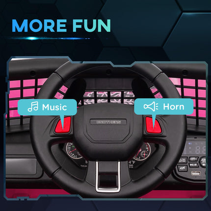 12V Kids Electric Ride-On Truck with Remote, Music, Horn & Lights - Pink