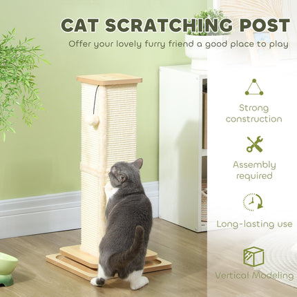 3-in-1 67cm Cat Scratching Post with Track Ball Toy - Oak Tone