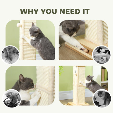 3-in-1 67cm Cat Scratching Post with Track Ball Toy - Oak Tone