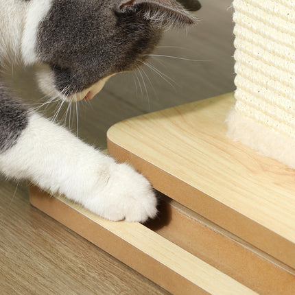 3-in-1 67cm Cat Scratching Post with Track Ball Toy - Oak Tone