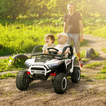 2 Seater 24V 7AH Battery Powered Ride On Truck with Remote, Suspension, 3 Speeds - White