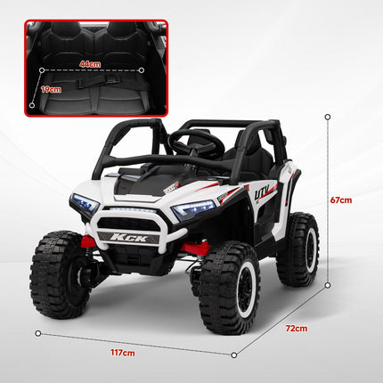 2 Seater 24V 7AH Battery Powered Ride On Truck with Remote, Suspension, 3 Speeds - White