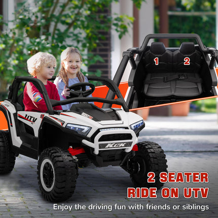 2 Seater 24V 7AH Battery Powered Ride On Truck with Remote, Suspension, 3 Speeds - White
