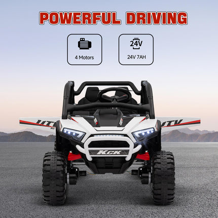 2 Seater 24V 7AH Battery Powered Ride On Truck with Remote, Suspension, 3 Speeds - White