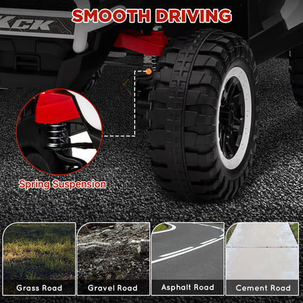 2 Seater 24V 7AH Battery Powered Ride On Truck with Remote, Suspension, 3 Speeds - White