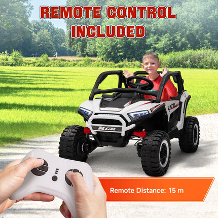 2 Seater 24V 7AH Battery Powered Ride On Truck with Remote, Suspension, 3 Speeds - White