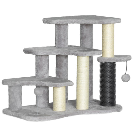 2-in-1 Cat Tree, Pet Stairs w/ Scratching Post, Toy Balls, for Bed, Sofa, Couch,