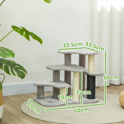 2-in-1 Cat Tree, Pet Stairs w/ Scratching Post, Toy Balls, for Bed, Sofa, Couch,