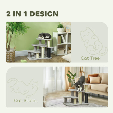 2-in-1 Cat Tree, Pet Stairs w/ Scratching Post, Toy Balls, for Bed, Sofa, Couch,
