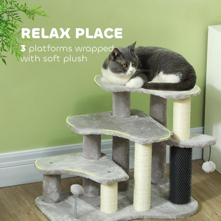 2-in-1 Cat Tree, Pet Stairs w/ Scratching Post, Toy Balls, for Bed, Sofa, Couch,