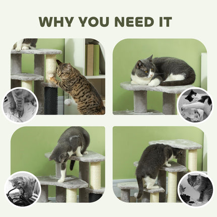 2-in-1 Cat Tree, Pet Stairs w/ Scratching Post, Toy Balls, for Bed, Sofa, Couch,