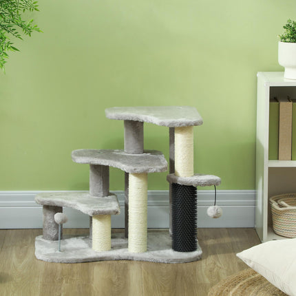 2-in-1 Cat Tree, Pet Stairs w/ Scratching Post, Toy Balls, for Bed, Sofa, Couch,