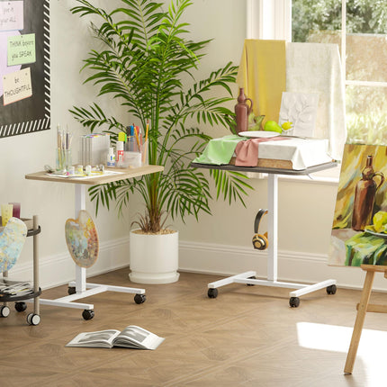 75-115cm Manual Adjustable Sit-To-Stand Desk - White/Wood-Effect